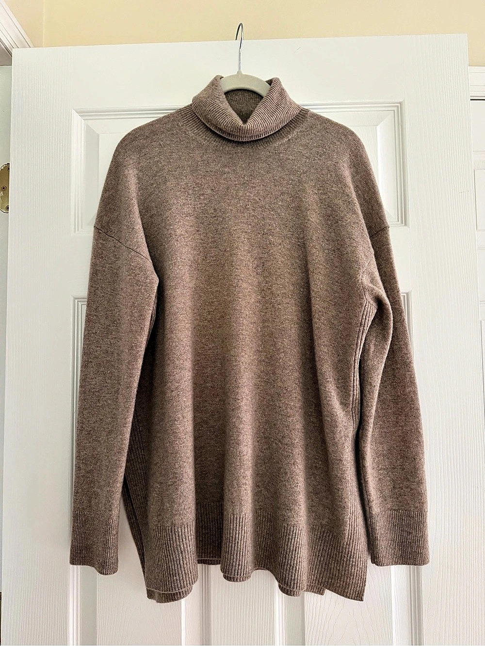 AllSaints Ridley Funnel Neck 100% Cashmere Sweater Tan XS